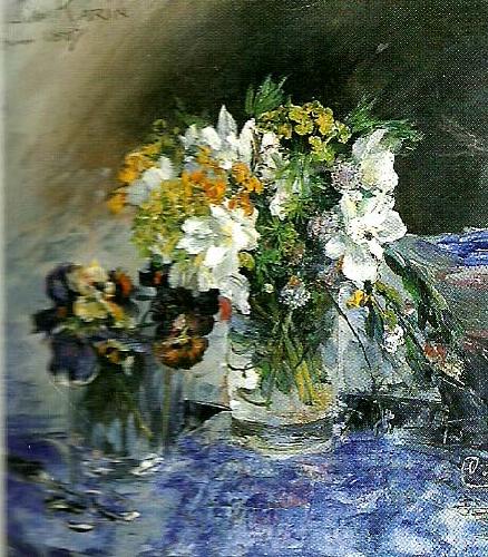 Carl Larsson buketter i 2 glas blommor china oil painting image